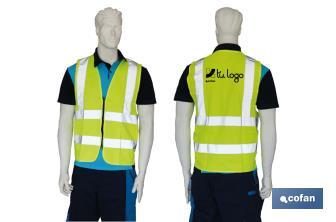 High visibility vest | Zip fastener | Available in various sizes - Cofan